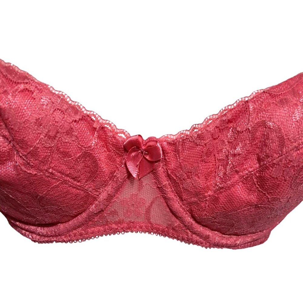 Adonna Bra 36 C Dream Maker Push Up Hot Pink Lace Underwire Adjustable Straps - Picture 5 of 11